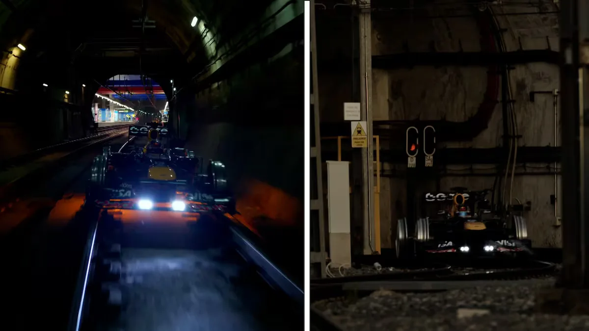 Un Fórmula 1 de Oracle Red Bull Racing circula por primera vez sobre los raíles del Metro de Madrid