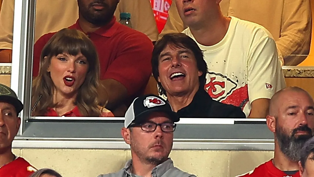Taylor Swift shares suite with Tom Cruise, supports Travis Kelce at Broncos-Chiefs