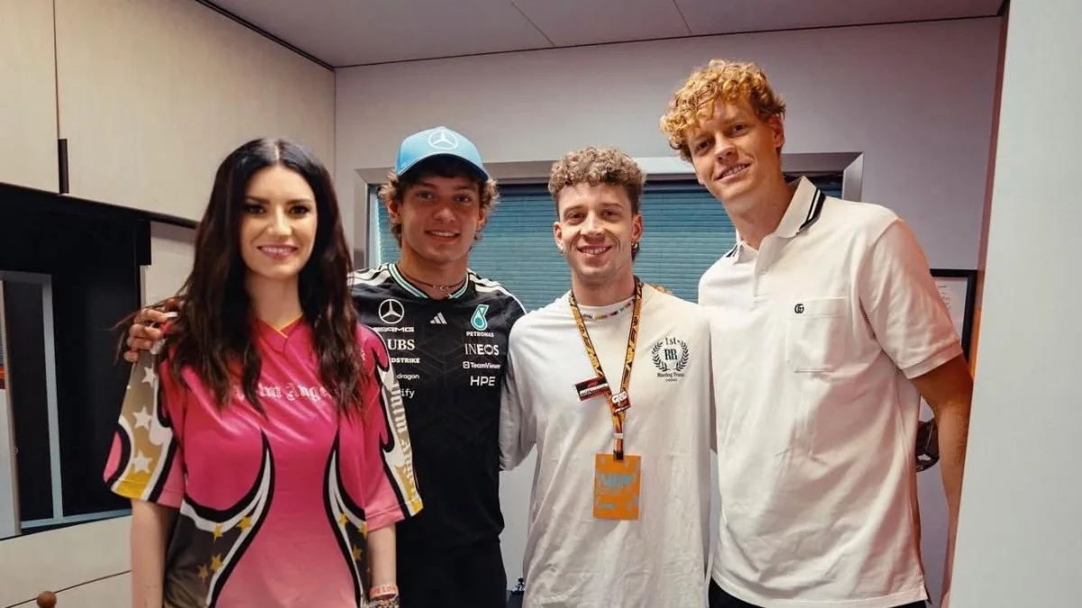 Laura Pausini e la foto (ritoccata) con Sinner, Antonelli e Bezzecchi. Francesca Barra: «Cosa insegna questo ai giovani?»