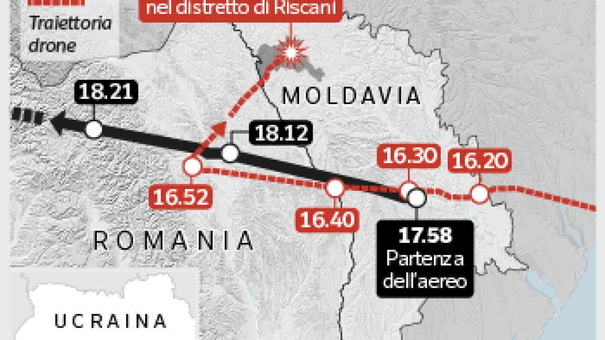 Il drone caduto a 160 km, cieli chiusi, l’attesa del jet di Zelensky: cosa è successo in Moldavia